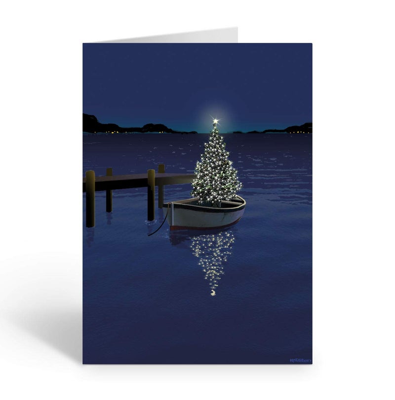 Stonehouse Collection Holiday Boat Christmas Card - 18 Boating Boxed Cards and Envelopes - USA Made (Standard) - Image 1